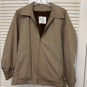 Vintage London Fog Harrington Mens 38 Regular Brown Faux Fur Lined Zip Up Jacket